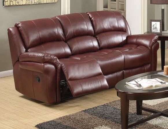 Product photograph of Farnham Burgundy Leather 3 Seater Recliner Sofa from Choice Furniture Superstore.